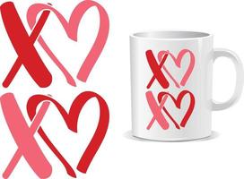 xoxo feliz día de san valentín cotizaciones vector de diseño de taza