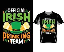 vector de diseño de camiseta del día de san patricio del equipo de bebida irlandés oficial