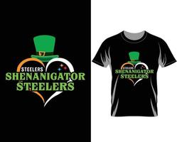 vector de diseño de camiseta del día de san patricio shenanigator de los steelers