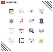 Modern Set of 16 Flat Colors Pictograph of cyber crime degree graph certification human Editable Pack of Creative Vector Design Elements