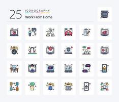 Work From Home 25 Line Filled icon pack including work from home. notebook. man. sharing. meeting vector