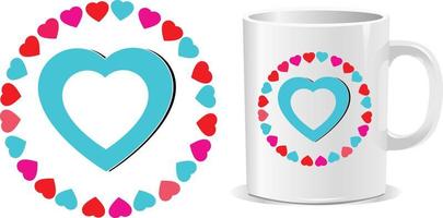 Love heart Happy valentine's day quotes mug design vector
