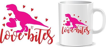 el amor muerde feliz día de san valentín cotizaciones vector de diseño de taza