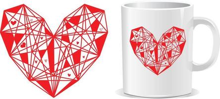 Diamond heart Happy valentine's day quotes mug design vector