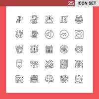 User Interface Pack of 25 Basic Lines of cable cupsakes money cupcake baking Editable Vector Design Elements