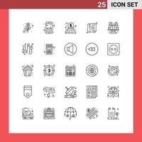 User Interface Pack of 25 Basic Lines of cable cupsakes money cupcake baking Editable Vector Design Elements