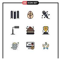 Set of 9 Modern UI Icons Symbols Signs for achievment wedding music love road Editable Vector Design Elements