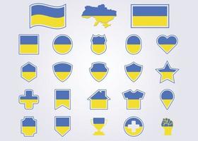 bundle of Ukraine icon flag symbol sign vector illustration design