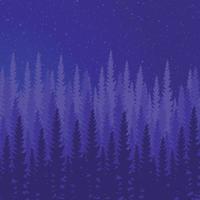 Dense night forest, fir and pine trees natural green landscape, web background, template - Vector