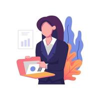 Business concepts of analytics, planning, marketing research, work communication, goal settings. People launching projects, studying reports. Flat vector illustrations isolated on white background