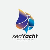 Beach Blowing Sail Yacht Wing Logo vector