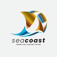 logotipo marítimo de la costa del mar vector