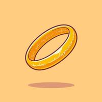 Gold Ring Cartoon Vector Icon Illustration. Finance Object Icon Concept Isolated Premium Vector. Flat Cartoon Style