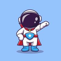 Cute Astronaut Super Hero Cartoon Vector Icon Illustration. Science Technology Icon Concept Isolated Premium Vector. Flat Cartoon Style