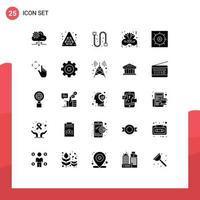 Set of 25 Modern UI Icons Symbols Signs for finger gears drain control night Editable Vector Design Elements