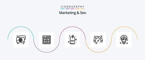 paquete de iconos de marketing y seo line 5 que incluye seo. velocidad. web. SEO etiqueta vector