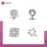 4 Creative Icons Modern Signs and Symbols of creative china gear optimization symbol Editable Vector Design Elements