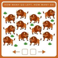 How many go left and how many go right worksheet for kids vector