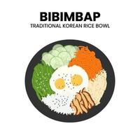 bibimbap comida asiática ilustración vectorial vector