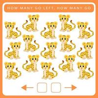 How many go left and how many go right worksheet for kids vector