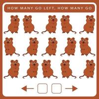 How many go left and how many go right worksheet for kids vector