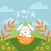 Cute vector image of an Easter bunny square card template. Can be used in social media, invitation, postcard, online advertising and banner design.