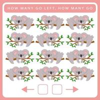 How many go left and how many go right worksheet for kids vector