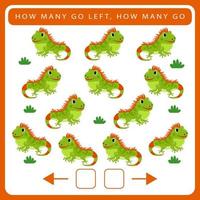 How many go left and how many go right worksheet for kids vector