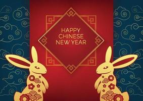 chinese new year banner rabbit year 2023 on red and blue background vector