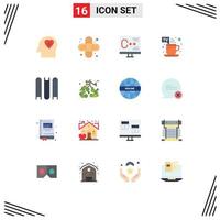 16 Thematic Vector Flat Colors and Editable Symbols of files document develop tv break hot Editable Pack of Creative Vector Design Elements