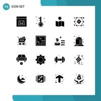 16 Universal Solid Glyphs Set for Web and Mobile Applications smart camera iot optimization internet of things pointer Editable Vector Design Elements