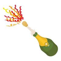 Holiday concept icon isometric vector. Open bottle of champagne with confetti vector