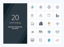 20 Hardware Engineering And Internet Flat Color icon for presentation vector