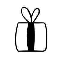 Doodle gift with a bow vector