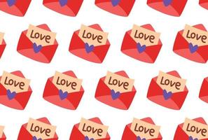 vector romantic seamless pattern red envelope with heart.
