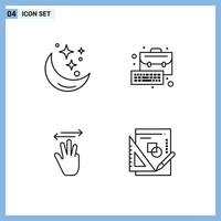 4 Creative Icons Modern Signs and Symbols of moon hand weather bag up Editable Vector Design Elements