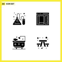 4 Creative Icons Modern Signs and Symbols of experiment bath lab develop cleaning Editable Vector Design Elements