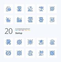 20 Startup Blue Color icon Pack like analytics hand setting finance chart vector
