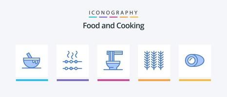 Food Blue 5 Icon Pack Including food. coconut. food. wheat. food. Creative Icons Design vector