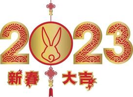 Chinese new year of the rabbit graphic with Chinese word characters. Translation Lucky New Year vector