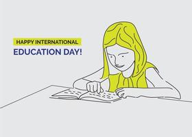 Happy International Education Line art design vector