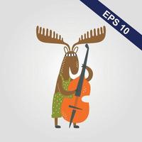 nice brown reindeer singing over grey vector