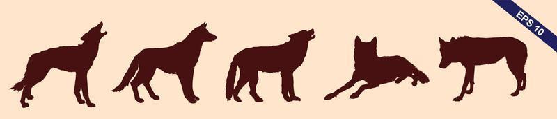 Set the head of a wolf. Silhouette and styling the head for your design. Vector illustration, isolated objects