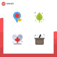 Universal Icon Symbols Group of 4 Modern Flat Icons of eye heart pointer leaf autumn Editable Vector Design Elements