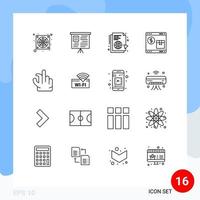 Set of 16 Vector Outlines on Grid for zoom in internet web shop Editable Vector Design Elements