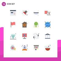 Editable Vector Line Pack of 16 Simple Flat Colors of flag movie sushi editing cut Editable Pack of Creative Vector Design Elements