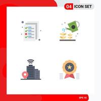 Set of 4 Vector Flat Icons on Grid for business wifi management nature achievement Editable Vector Design Elements