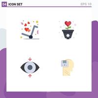 4 Universal Flat Icons Set for Web and Mobile Applications delivery eye love growth view Editable Vector Design Elements