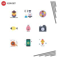 9 Creative Icons Modern Signs and Symbols of easter fish development tape reel Editable Vector Design Elements