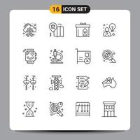 16 Universal Outline Signs Symbols of heartbeat device box activity idea Editable Vector Design Elements